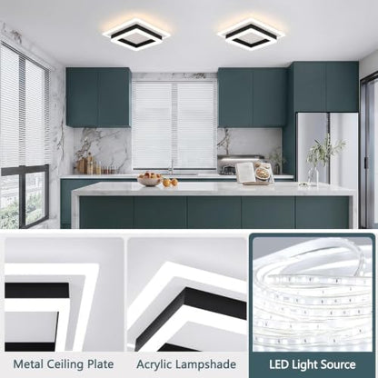 Square Modern LED Ceiling Light (White&Black / 10.62 Inches)