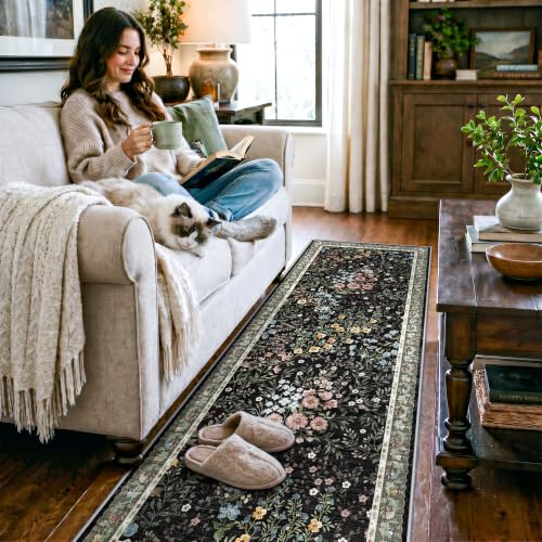 Washable Hallway Runner Rug 3x8 (Black / 3x8)