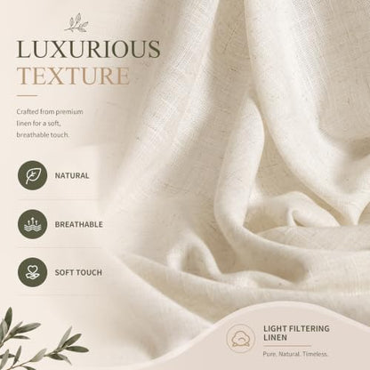 Cream Linen Curtains 102 Inches Long for Living Room 2 Panels (Linen / 52"W x 102"L (Pack of 2))