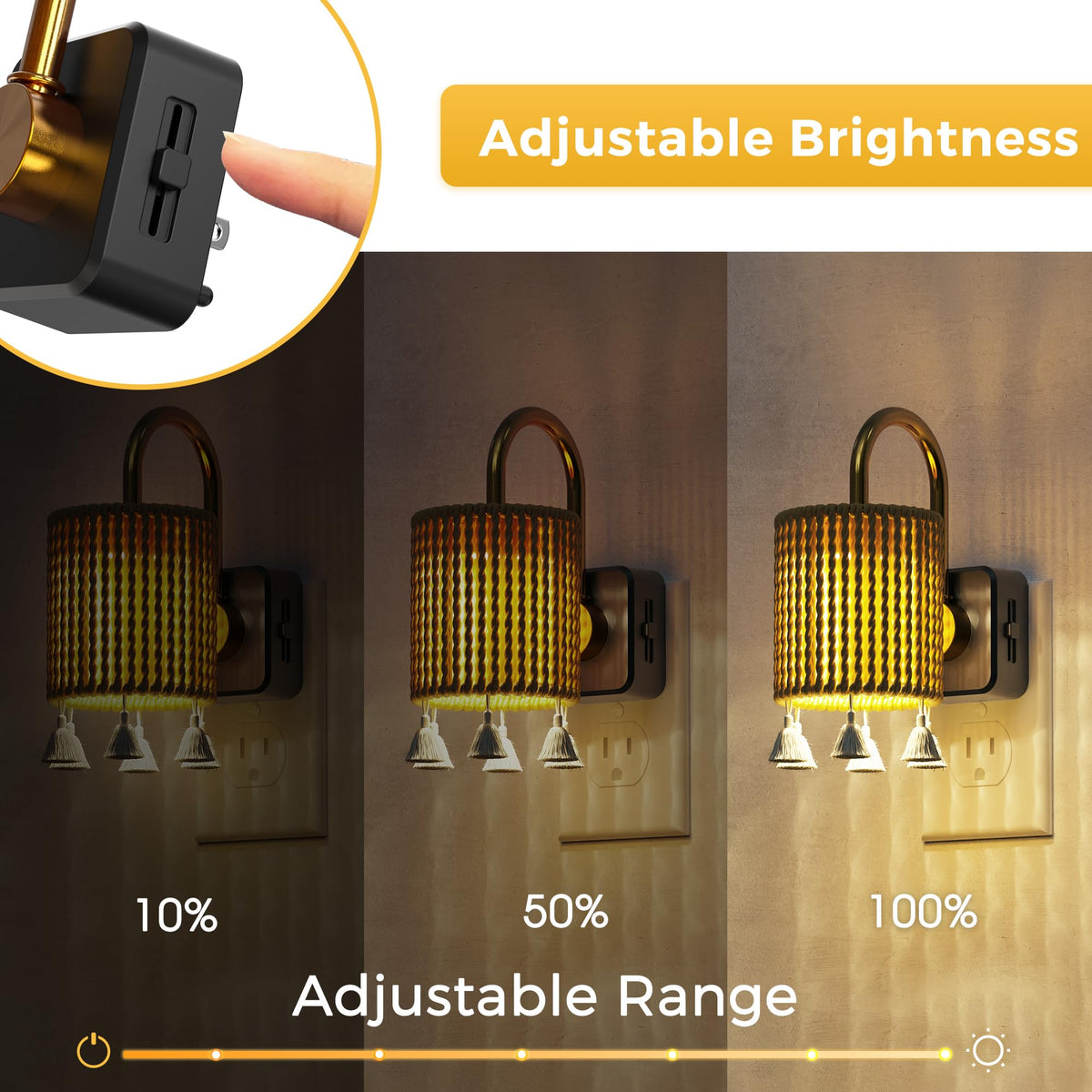 Night Lights Plug into Wall (Gold Ring-3000K / 2 Pack)