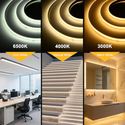 AC 120V ETL COB LED Strip Light 6500K Cool White IP65 32.8FT (32.8FT)