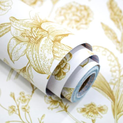 Line Flowers Peel and Stick Wallpaper Vintage Contact Paper