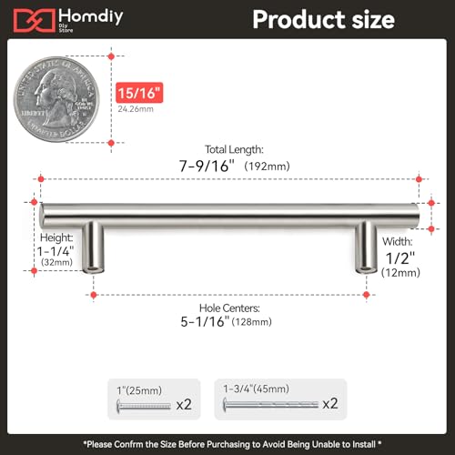 50 Pack Cabinet Pulls Modern Drawer Pulls (5in hole centers / Brushed Nickel)
