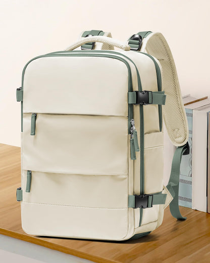 Large Travel Backpack for Women Men (White Green / 30 liters)