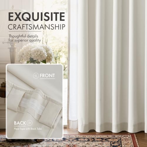 Ivory Velvet Curtains 4 Panels Set Back Tab 40 x 90 Inch Long (Ivory / 40"W x 90"L (Pack of 4))
