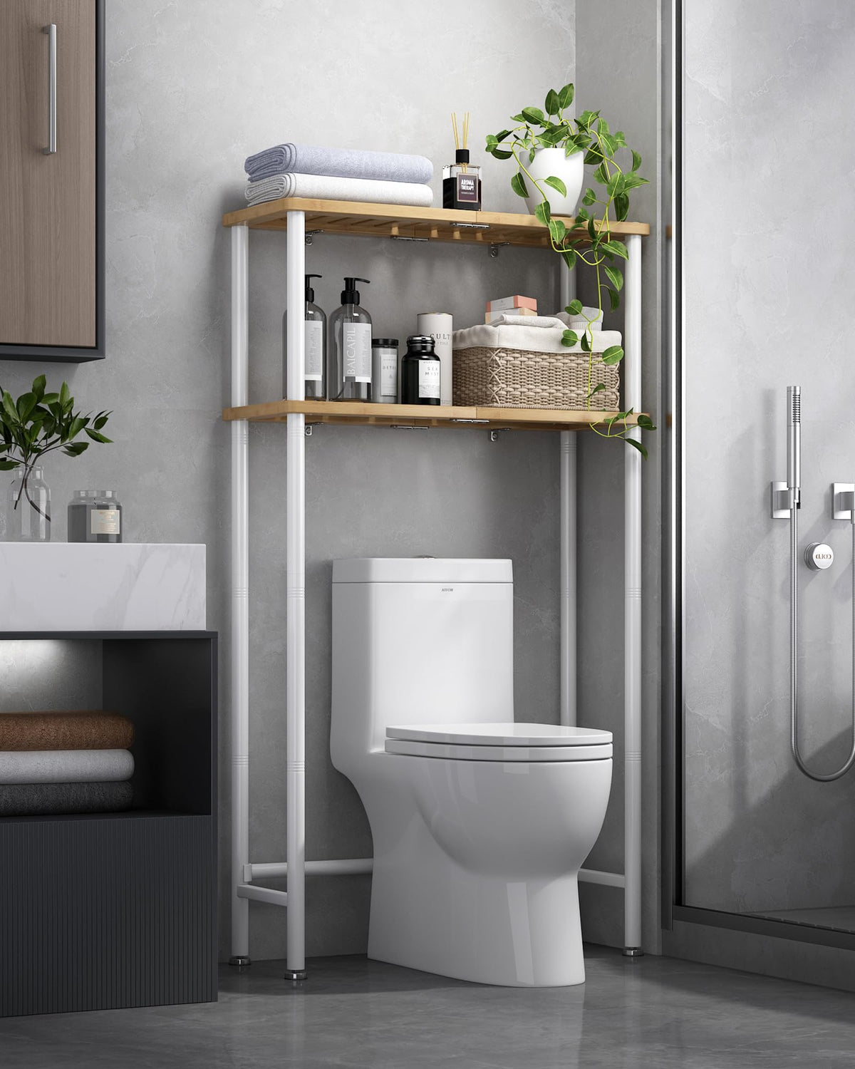 Bamboo Over The Toilet Storage Shelf 2 (2tier)