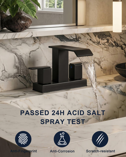 Matte Black Bathroom Faucets (Modern Centerset - 4" / Matte Black)