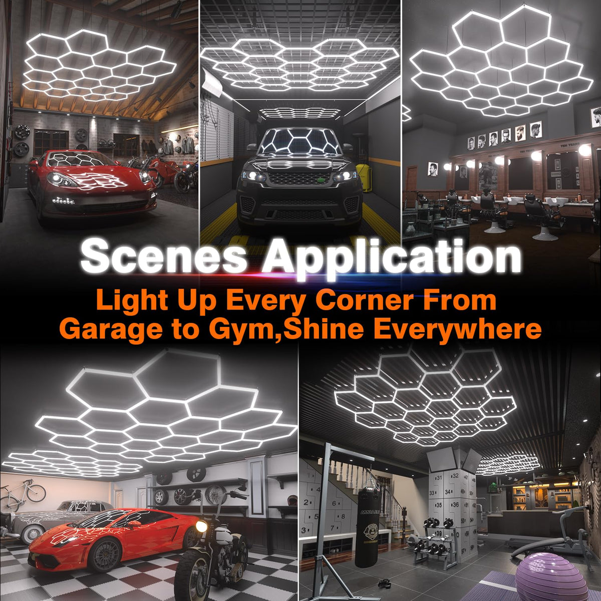 Dimmable Hexagon Garage Lights (22 HEX+NoBorder)