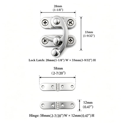 20 Sets Silver Right Latch Hook Hasp & Hinges Kit with Matching Screws (Silver)