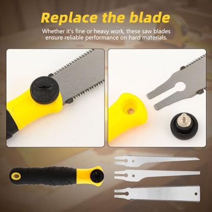 4-in-1 Miter Box and Saw Set, 12-Inch Mitre Box with 3 Interchangeable Blades,Japanese Pull Saw for Wood,Precise 45°/90°/135° Angle Cutting Tool