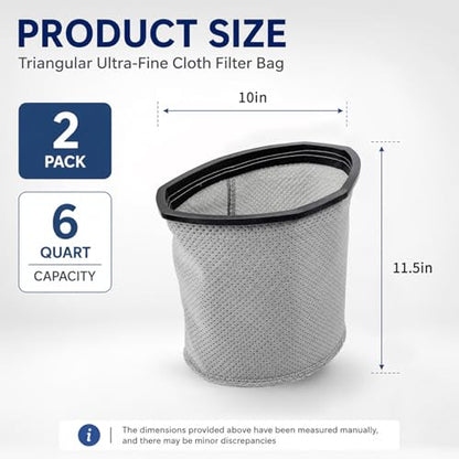 834000 2pack 10 qt. For ProTeam Micro Cloth Filter bags