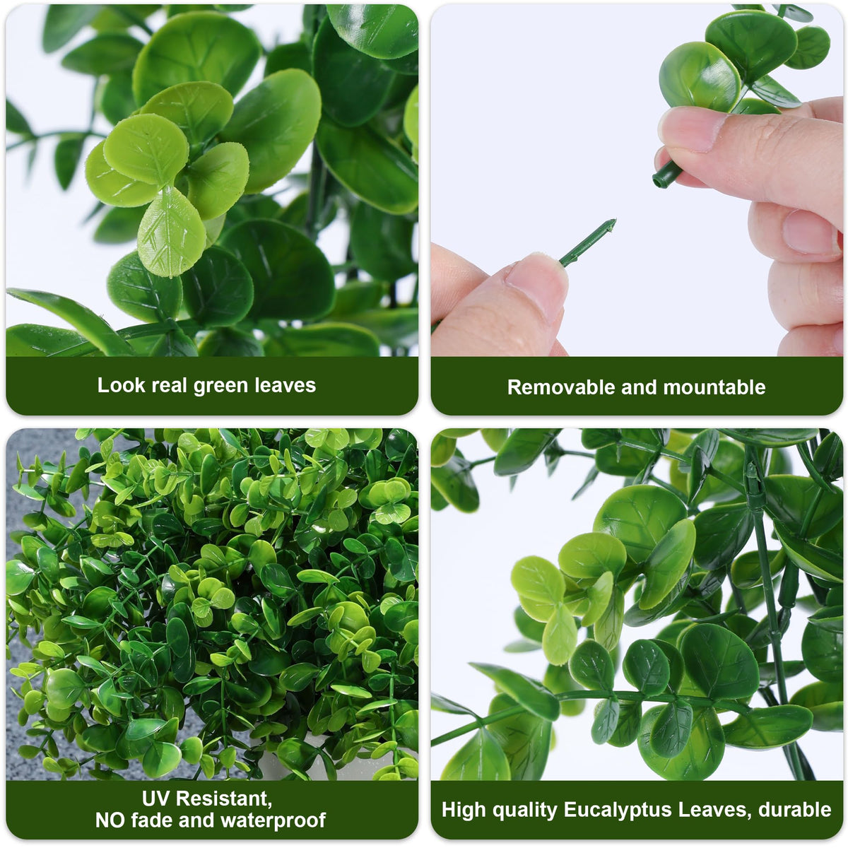 Artificial Plants for Outdoors Outside Spring Summer Decoration (12 Bundles Green Eucalyptus)