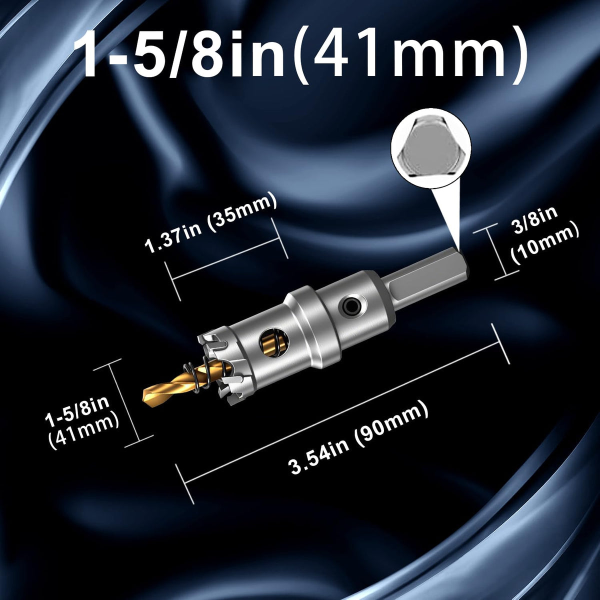 1-5/8" (41mm) TCT Hole Saw for Stainless Steel, Iron & Metal (1-5/8" (41mm))