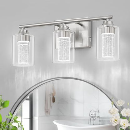 3 Light Brushed Nickel Bathroom Vanity Light with 3 Color Modes (3-light / Brushed Nickel)