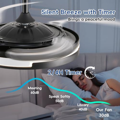 42 inch Retractable Ceiling Fan with Light