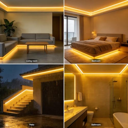 110V Silicone Neon LED Strip Lights Outdoor Waterproof 16.4ft Warm 3500k (Warm White)