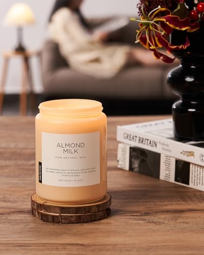 Almond Milk Scented Candle Cozy Night Relaxation Non Toxic 19.4Oz (Large Jar / Almond Milk)