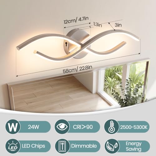 24 Inch Black Modern LED Vanity Light