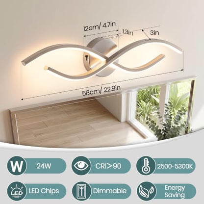 24 Inch Black Modern LED Vanity Light