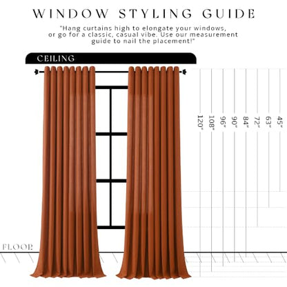 Terracotta Grommet Linen Curtains 72 Inches Long for Living Room (Terracotta / 52"W x 72"L (Pack of 2))
