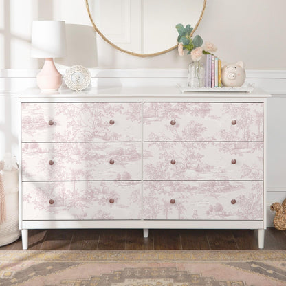 Peel and Stick Wallpaper Vintage Wallpaper Pink Removable Wall Paper Toile Self (Pink / 17.3" x 196.8")