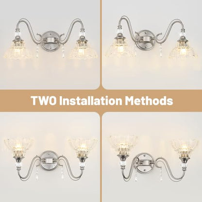 Brushed Nickel Bathroom Vanity Light (Nickel / 2-Light)