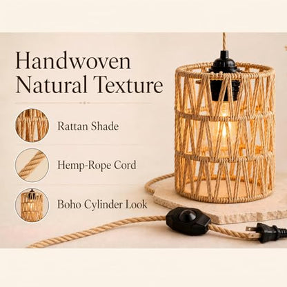 Dimmable Boho Hanging Lamp with Plug in Cord