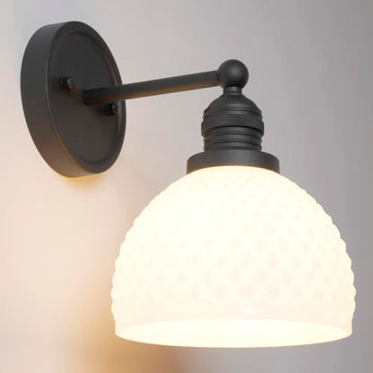 Vintage Black Vanity Lights for Bathroom with Milk Glass (1-Black)