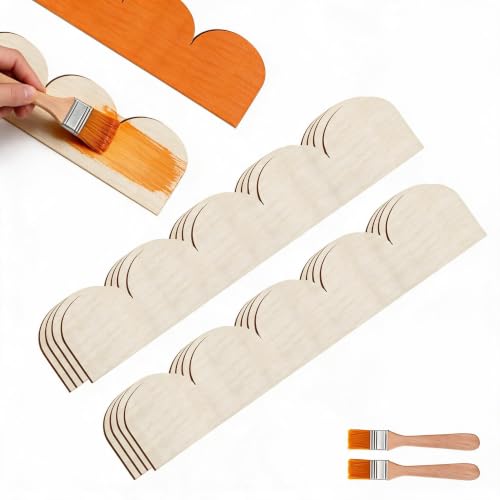 Unfinished Scalloped Decorative Wood Trim Scalloped Edge Decorative Wood Molding Cute DIY Moulding Trim for Home Wall Window Cabinet Shelf Door Frames Decoration