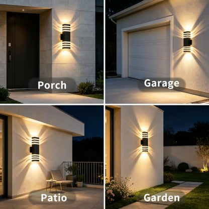 Square Outdoor Wall Lights Pack 3 Layer
