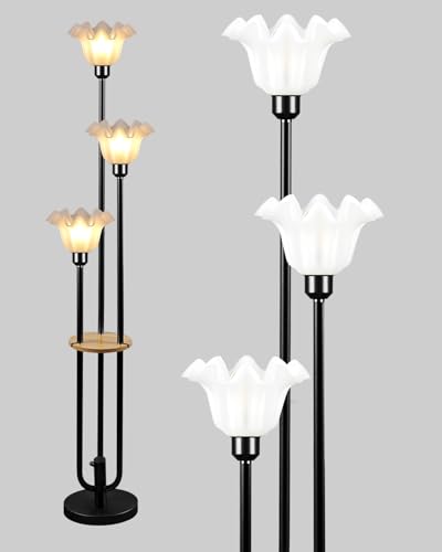 Flower Floor Lamp Mid Century Modern Tall Standing Lamps with Soft Warm White Eye Care 3000K Bulbs for Living Room