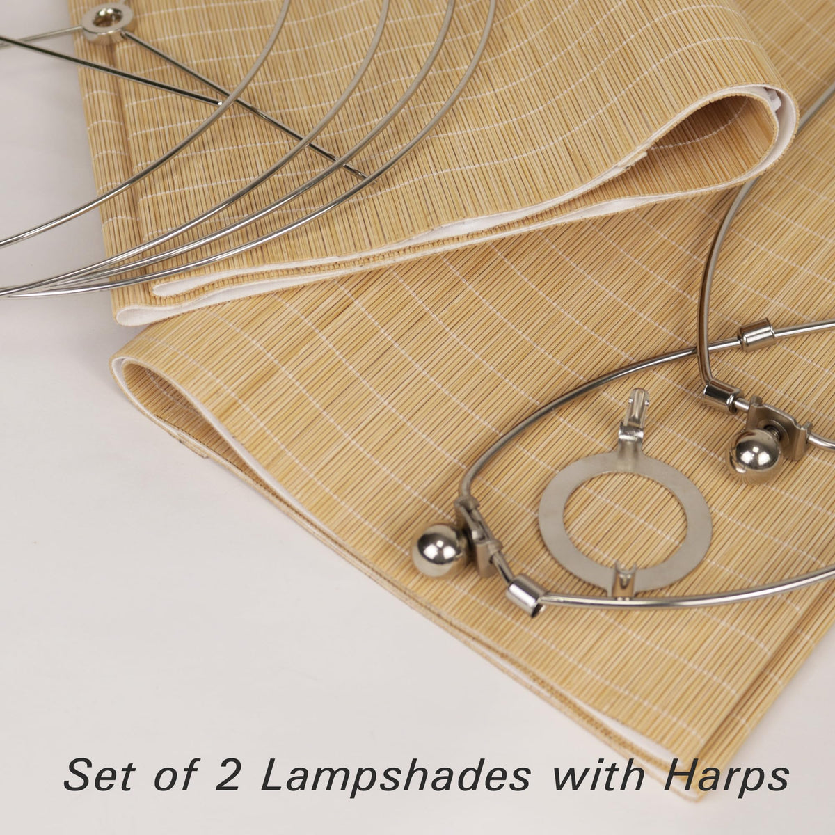 Bamboo Lamp Shades 2 Pack (Natural Bamboo - Large Tall Drum)
