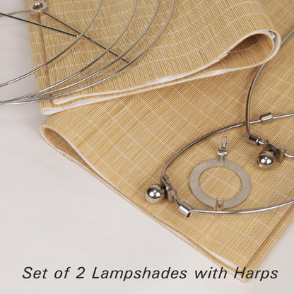Bamboo Lamp Shades 2 Pack (Natural Bamboo - Large Tall Drum)