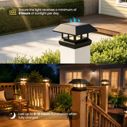 Solar Post Cap Lights Outdoor for 4x4 Posts