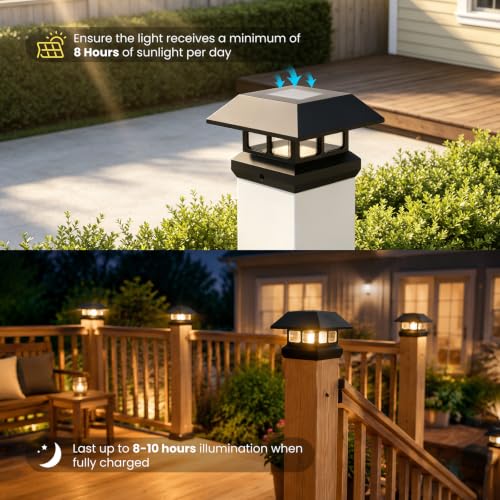 Solar Post Cap Lights Outdoor for 4x4 Posts