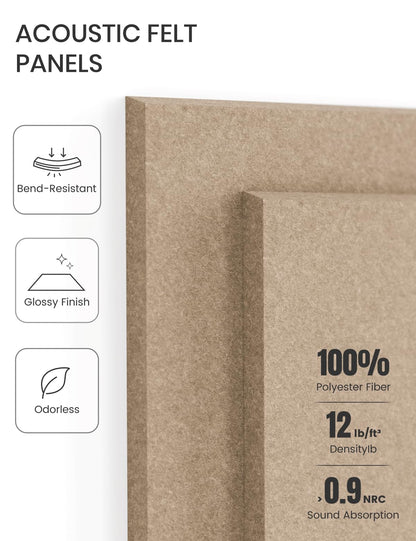 Felt Bulletin Board & Cork Board Alternative 36'' x 24'' (Taupe-1 / Solid tile 12-pack)