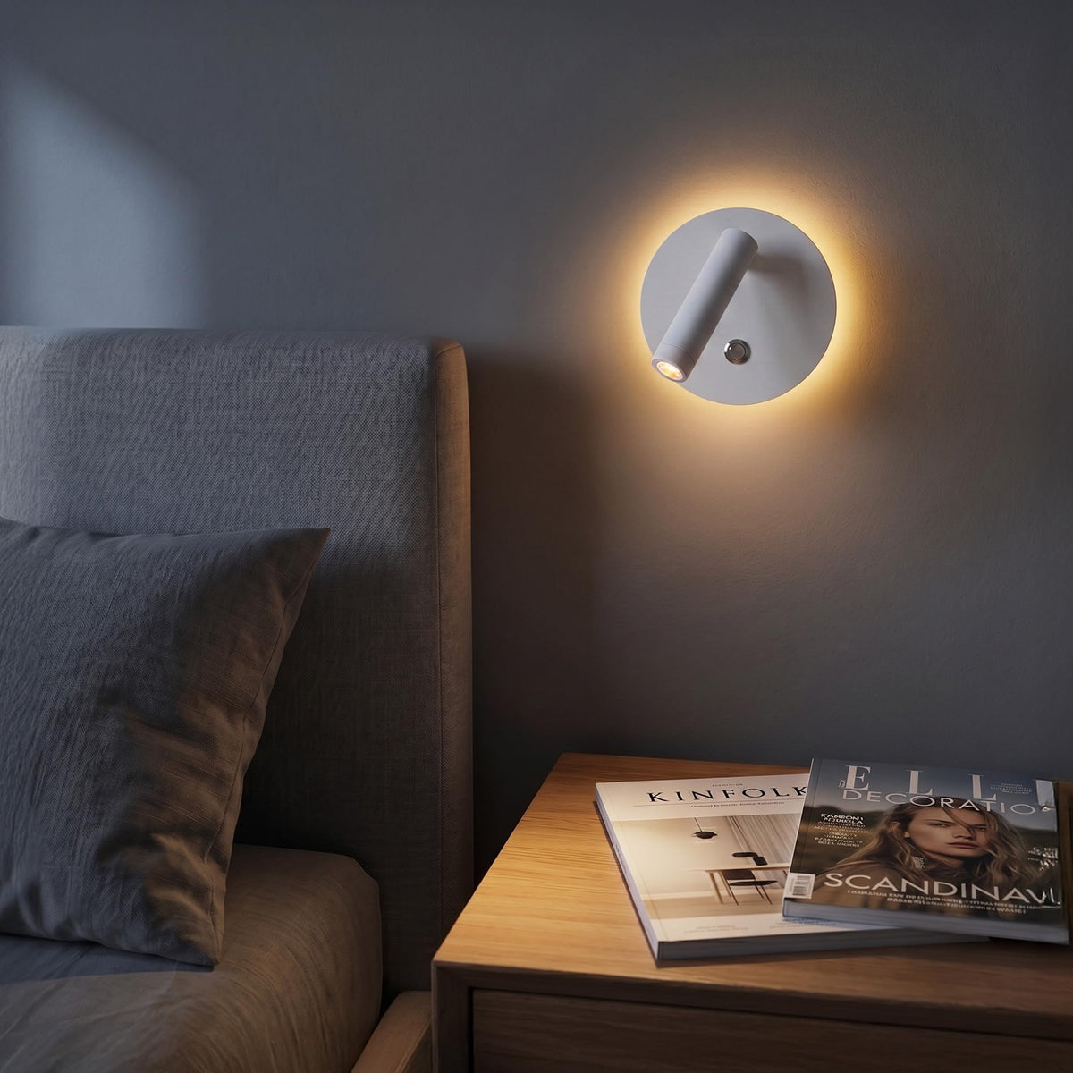 6W LED Bedside Wall Sconce with Switch (White 2Pcs)