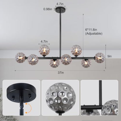 Globe Linear Chandelier 16 Light Dining Room Light Fixture