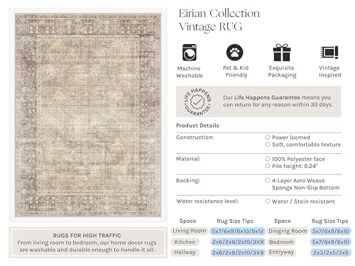 Beige 9x12 Neutral Area Rugs for Living Room (Vintage Beige / 9' x 12' (Rectangular))