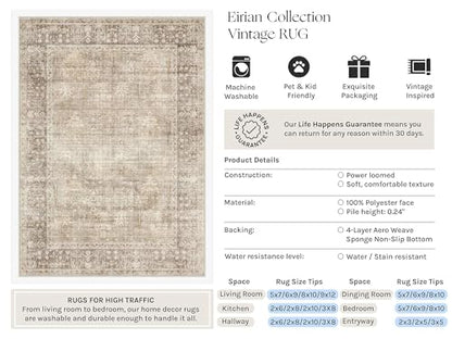 Beige 9x12 Neutral Area Rugs for Living Room (Vintage Beige / 9' x 12' (Rectangular))