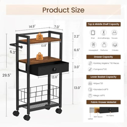 Freestanding Toilet Paper Holder with Storage Drawer