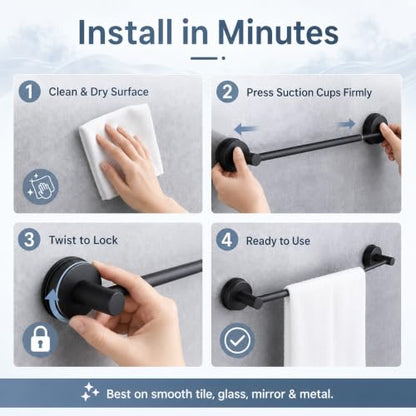 Suction-Cup-Towel-Bar for Bathroom Wall