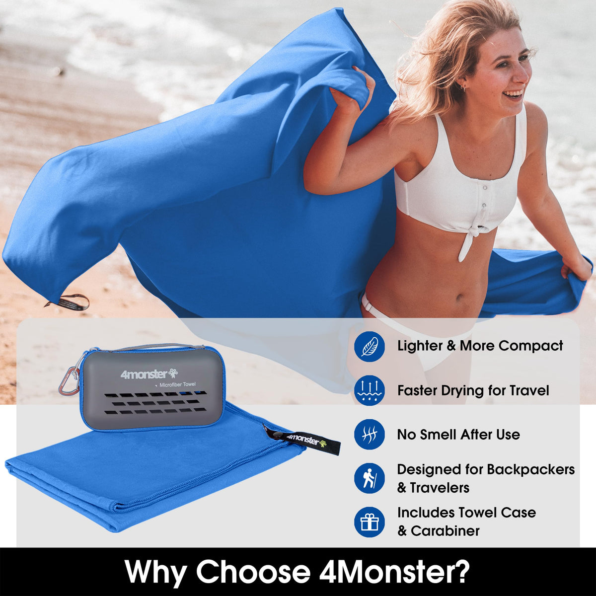 Quick Dry Microfiber Towel (Blue / 71.00" x 35.00")
