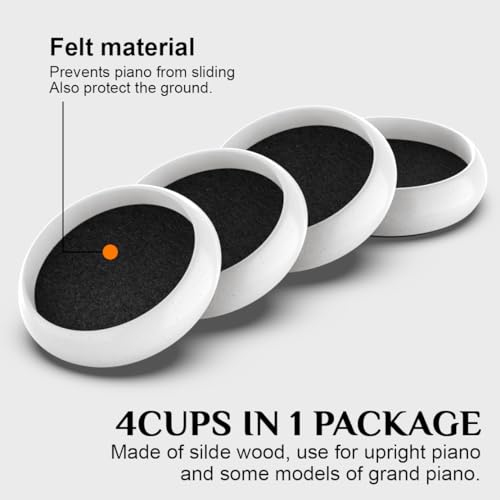 Piano Caster Cups (White / 4 Pack)