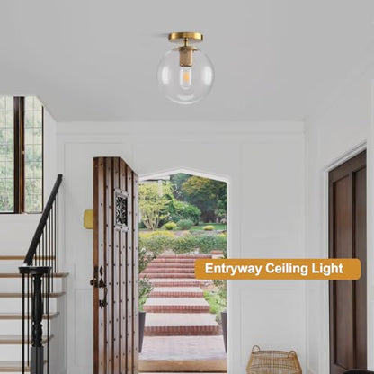 Semi Flush Mount Ceiling Light Fixture with 8in Globe Glass