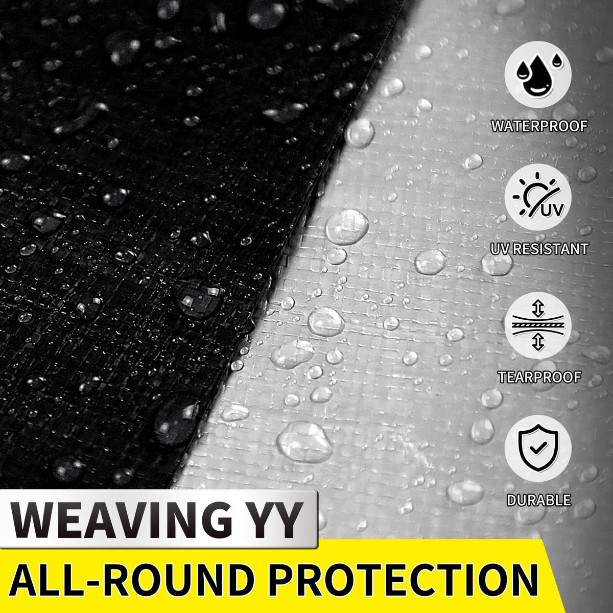 Tarps Heavy Duty Waterproof 10'x12' (Silver/Black / 10' X 12')