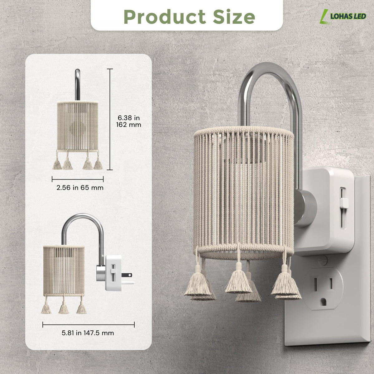 Night Lights Plug into Wall (Silver pole -3000k / 1 Pack)