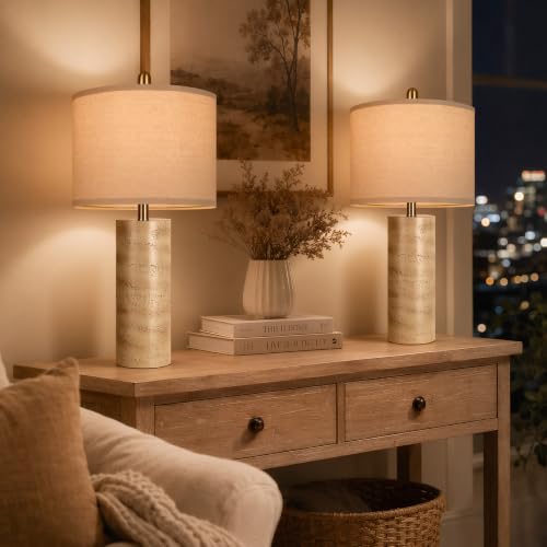 26'' Resin Table Lamps with Stone Look