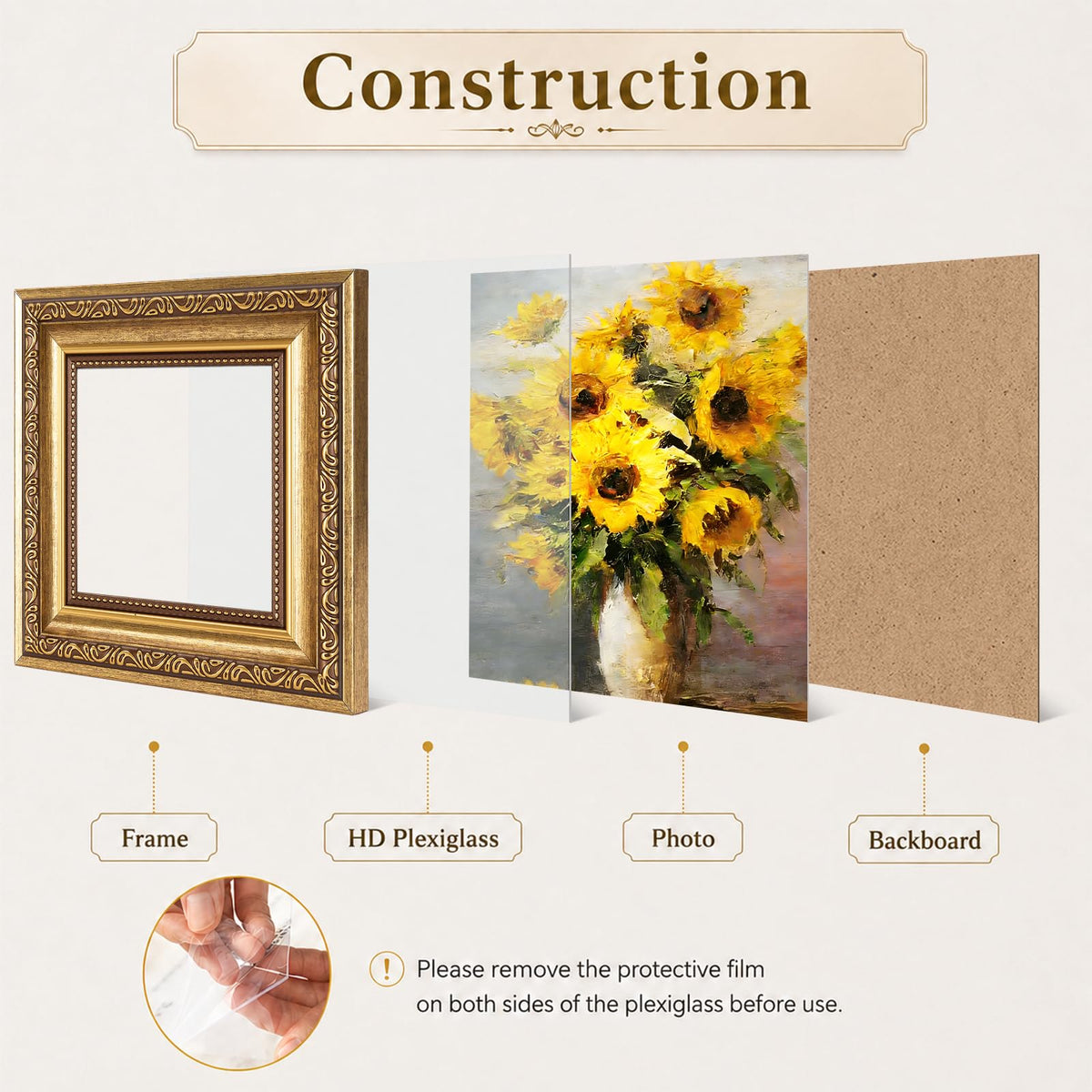 4x4 Vintage Picture Frame (Gold / 4x4 inch)