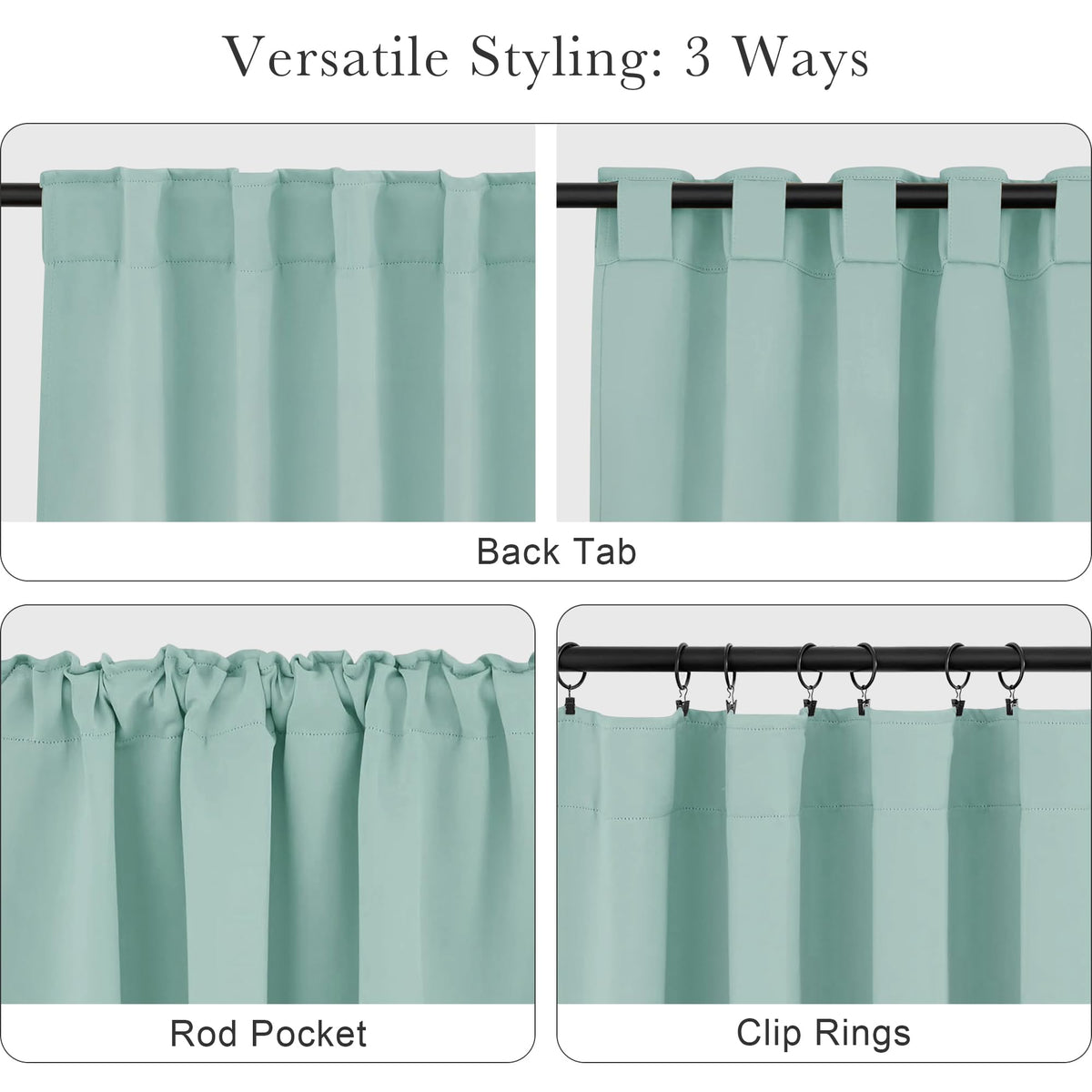 Blackout Curtains Short (Mint Green / 42"W x 36"L (Pack of 2))